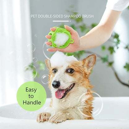 Double Sided Green Pet Bath Comb Brush Soothing Massage Rubber Comb for Long Short Haired Dogs and Cats