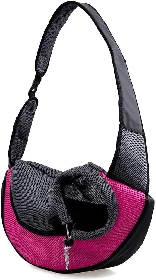 Kucehiup Dog Sling Carrier for Small Dogs Cat Carrier Breathable Mesh Bag(Fits Approximately 3 lbs to 6 lb Pets)(Rose Red)