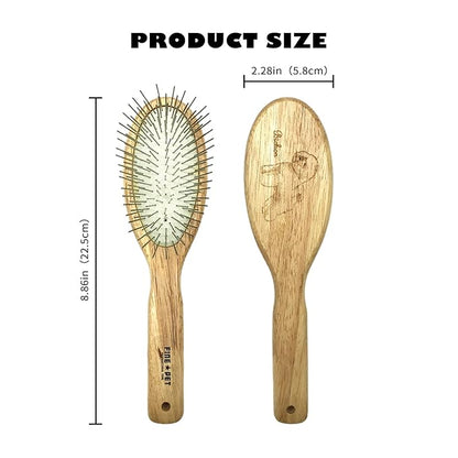 Der Meister Wooden Dog Brush, 25MM Oval Pin Brush, Stainless Steel Pins with Polished Tips for Long Hair Pet Grooming, Professional Grooming Brush for Dogs & Cats