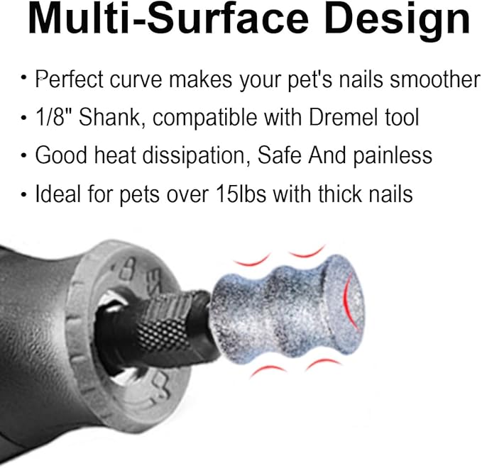 Dog Nail Trimmer Tools for Dremel - Paws Grooming & Smoothing for Medium Large Dogs - 1/8" Dog Nail Grinder Attachment (2XL)
