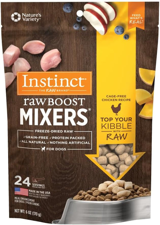 Instinct Raw Boost Mixers Freeze Dried Dog Food Toppers For Dry Food, Grain Free Dog Food Toppers with Chicken For Dogs, 6 oz