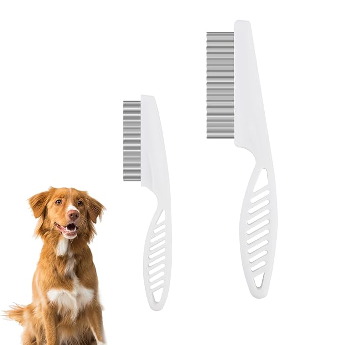 2 Packs Pet Hair Comb, 2 in 1 New Dog Comb Multifunctional Pet Hair Comb Pet Hair Comb Flea and Tear Stain Removal Cat Comb for Grooming and Dehairing Face and Paws