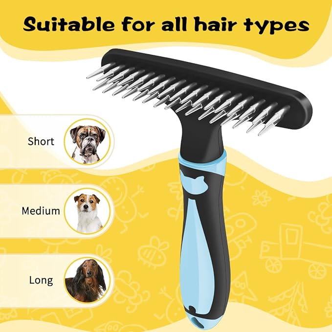 Pet Hair Remover, Portable Dog Cat Hair Remover Lint for Hairball, Fuzz, Carpet Restoration, Carpet Rake, Carpet Groomer Rake, Shag Rug Rake, Hair Cleaner Suitable for Rug and Carpet (Blue)