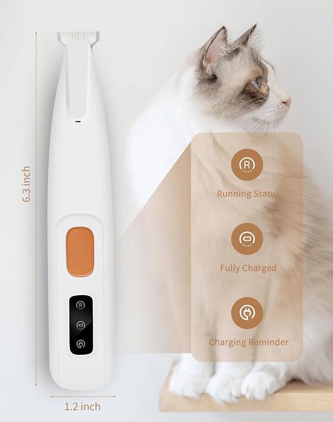 Dog Paw Trimmer with Led Light, 18mm-Blade Electric Dog Clippers for Groomming, Led Display Rechargeable Hair Shaver for Paws, Ears, Face, Rump and Eyes