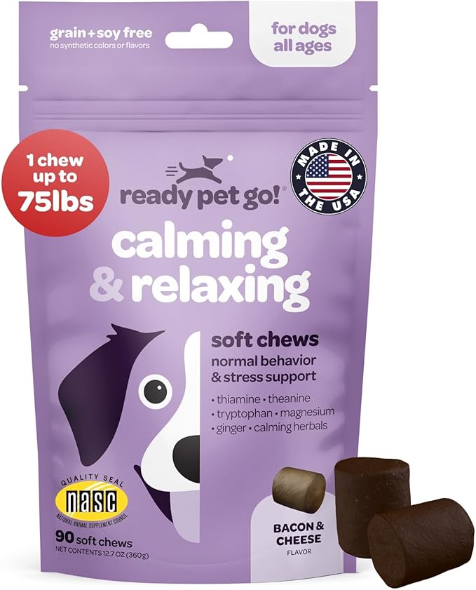 Hemp Calming Chews for Dogs | Herbal Dog Calming Chews for Anxiety from Normal and Occasional Stressors Including Separation Storms Grooming & Travel | NASC Certified & Made in the USA | 90 Chews