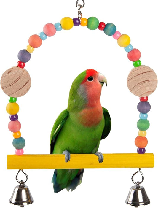 Bird Swing for Parakeets - 9 * 6 inch Bird Toys for Conures - Wooden Parrot Swing Parakeet Swing for Cage Cockatiel Swing Bird Swings for Parakeets and Bird Swings for Small Birds
