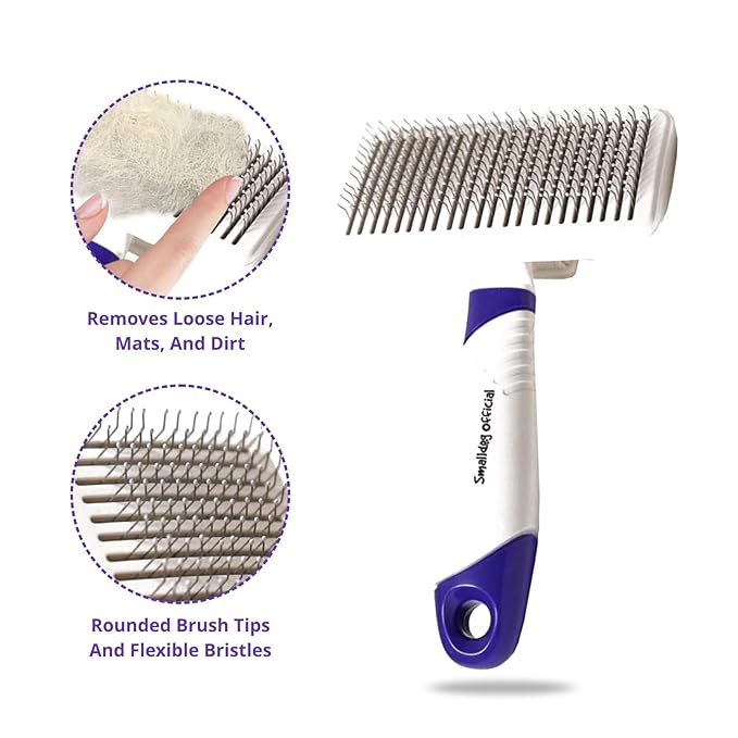 Self-Cleaning Gentle Slicker Brush, Sensitive Skin Gentle Dog Brush, for Big Dog and Large Breed, to Remove Loose Hair, Mats, Dirt - Pain Free Grooming