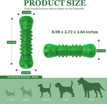 Dog Squeaky Toys for Aggressive Chewers, Durable Dog Chew Toys for Large Medium Breed Dog, Dog Toys, Tough Durable Dogs Toys with Natural Rubber (Green, for Larege Dogs)