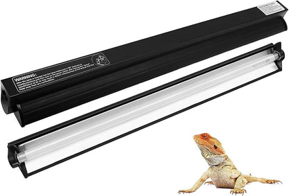 24W T5 HO UVB Reptile Light Fixture Kit, Terrarium Hood Light with Desert UVB 10.0 Fluorescent Tube, Ideal for Tropical and Desert Habitats