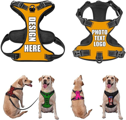 Personalized Dog Vests Customization for Puppy Medium Large Sized Dogs, Customize No Pull Dog Harnesses with Easy and Adjustable Wearing Buckles, PureOrange, L