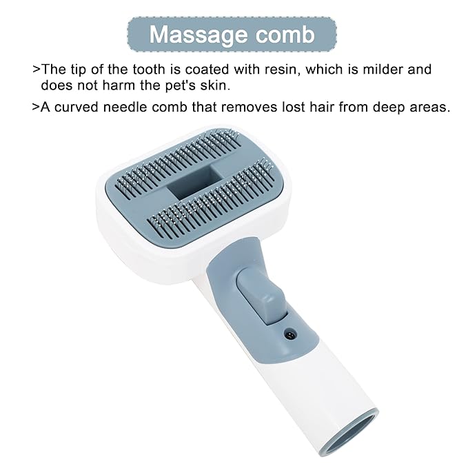 Dog Cat Brush for Shedding and Grooming,Two Replacement Heads,Massage the skin,Easy to Clean Comb for Long Short Haired Pets,use with Vacuum,Compatible with 32mm&35mm Universal Vacuum