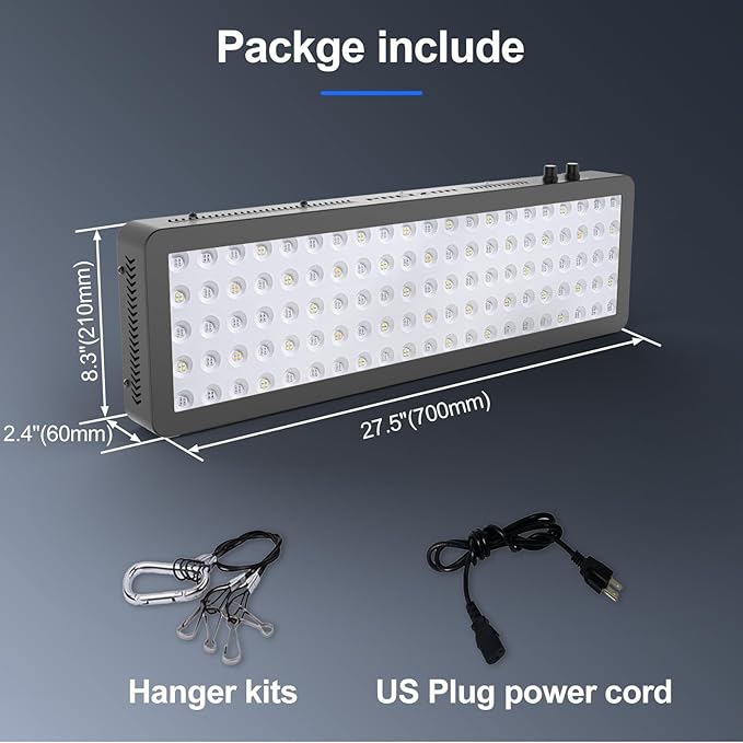 Phlizon 300W Dimmable Full Spectrum Aquarium LED Light Fish Tank Light with Daisy Chain Function for Saltwater Freshwater Coral Reef Fish Tank (28"x8.5"x2.4")