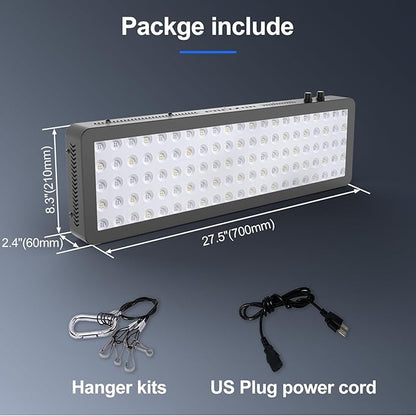 Phlizon 300W Dimmable Full Spectrum Aquarium LED Light Fish Tank Light with Daisy Chain Function for Saltwater Freshwater Coral Reef Fish Tank (28"x8.5"x2.4")