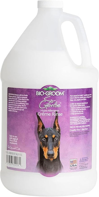 Bio-Groom So-Gentle Hypoallergenic Dog Conditioner  Tearless, Cat & Dog Bathing Supplies, Puppy Wash for Gentle Skin, Cruelty-Free, Made in USA, Tear-Free Dog Products  1 Gallon