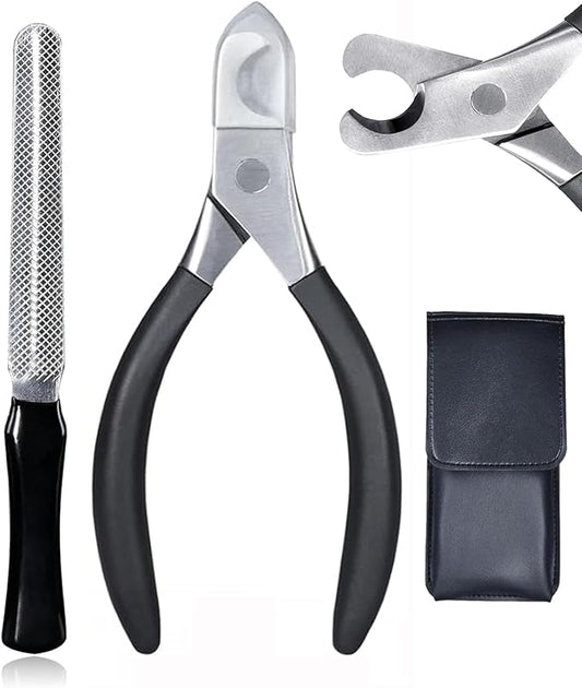Large Dog Nail Clippers and File Set for Thick Nails Heavy Duty 420 Stainless Steel Grooming Kit, Anti-Slip Handle &PU Leather Case _afe Trimming for Giant Breeds