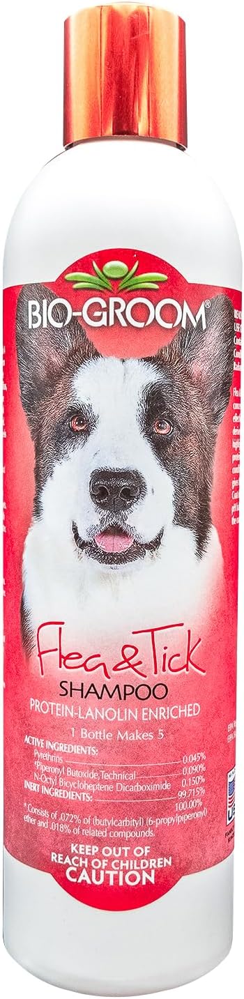 Bio-Groom Flea & Tick Dog Shampoo – Flea and Tick Prevention for Dogs, Cat Flea Treatment, Cruelty-Free, Made in USA, Natural Tick Repellent, Protein-Lanolin Shampoo – 12 fl oz 1-Pack