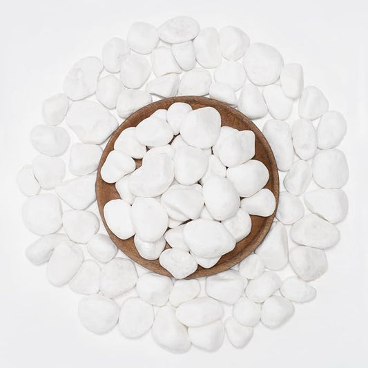 White Natural River Rocks, 1-1.5 Inch Decorative Stones for Plants, Garden, and Landscaping – 20LB, Ideal for Fish Tanks, Vases, Crafting, Home Decor, and Outdoor Landscaping