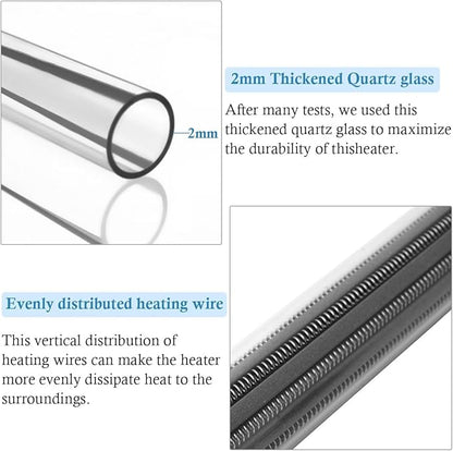 HITOP 25W 50W 100W 200W 300W Adjustable Aquarium Heater, Submersible Fish Tank Heater Thermostat with Suction Cups (100W-grey)