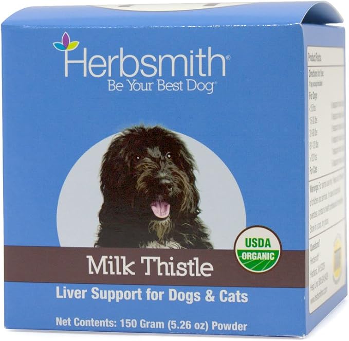Herbsmith Milk Thistle Herbal Supplement for Dogs and Cats, 150gm Powder