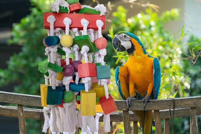 Extra Large Parrot Bird Toys for Macaws, Amazon Parrots, African Grey- Birds Cage Accessories