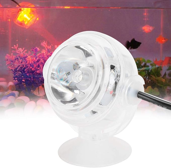 GLOGLOW Aquarium LED Light, Submersible Color Changing Fish Tank Light USB Night Spot Lamp for Freshwater Saltwater Tanks Reef Betta Fish Decoration(Red)