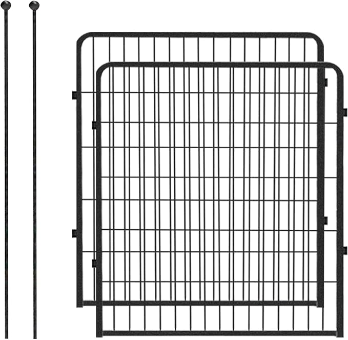 Dog Playpen 32 inch 2 Panels Indoor Dog Pen for Medium/Small Dogs Heavy Duty Metal Dog Fence Outdoor for Yard, Puppy Playpen with Door Portable Pet Fence for RV Camping Yard
