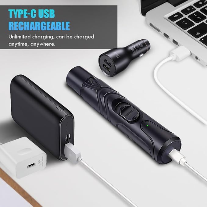 Dog Nail Grinder with LED Light, 2 Speeds Pet Dog Cat Nail Trimmers and Nail Clippers Set Low-Noise Rechargeable Pet Nail Grinder with 2 Grinding Wheels for Large Medium Small Animal Nail Care