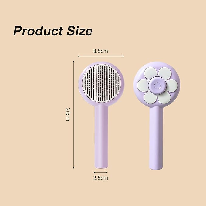Cat Brush for Shedding,Pet Grooming Self Cleaning Slicker Brush,Removes Mats,Tangles and Loose Hair,Shedding Brush for Short or Long Haired Cats Dogs (Purple)