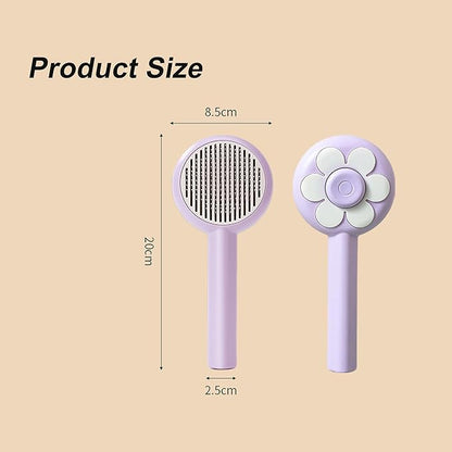 Cat Brush for Shedding,Pet Grooming Self Cleaning Slicker Brush,Removes Mats,Tangles and Loose Hair,Shedding Brush for Short or Long Haired Cats Dogs (Purple)