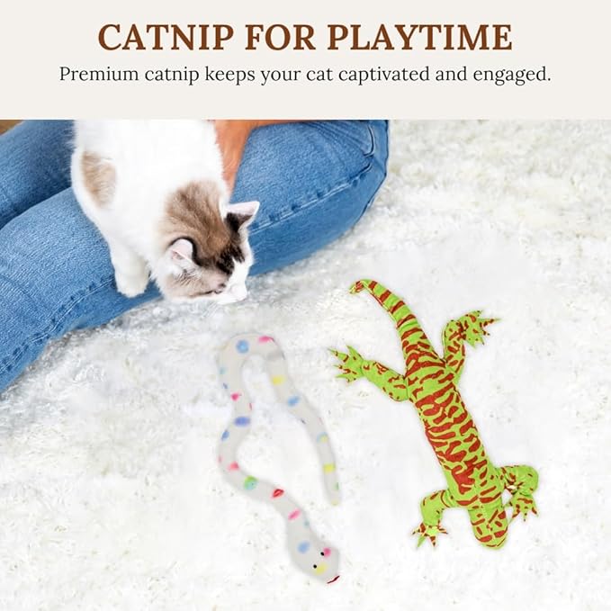 Cat Wand Toy With Suction Cups Interactive Feather Teaser Wand With Worms & Catnip Lizard Snake Chew Toys Cat Toys For Indoor Cats & Kittens Enrichment Toy For Bored Cats With 6 Colorful Attachments