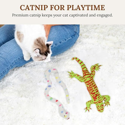 Cat Wand Toy With Suction Cups Interactive Feather Teaser Wand With Worms & Catnip Lizard Snake Chew Toys Cat Toys For Indoor Cats & Kittens Enrichment Toy For Bored Cats With 6 Colorful Attachments