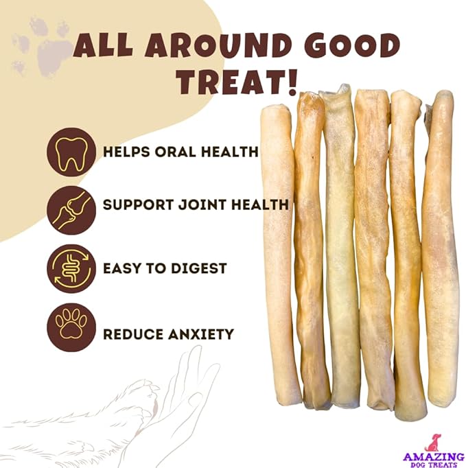 Amazing Dog Treats - Large Collagen Stick - (12 Inch - 50 Count) - Beef Cheek Rolls - 100% Pure Collagen Sticks