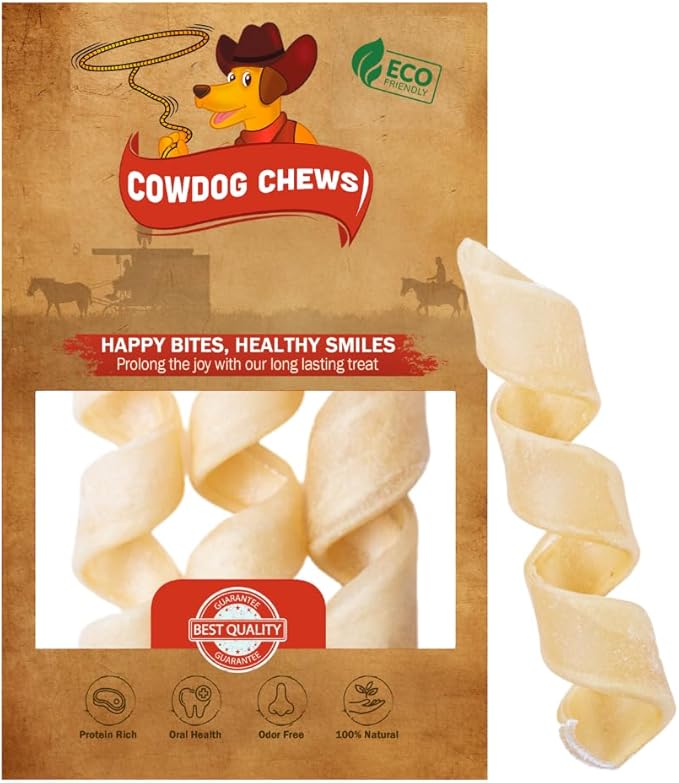 Natural Large Collagen Springs Dog Treats 5-7" (3 Pack)- Long-Lasting Alternative to Rawhide & Bully Sticks,Great for Teething and Aggressive chewers.
