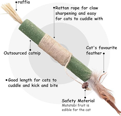 PAZ'S GIFT Cat Toys Catnip Toys Cat Kick Toy Natural Silvervine Catnip Sticks Kitten Teeth Molar Chew Toys, cat Indoor Toys Interactive cat Cleaning Teeth,Reduce Obesity and Loneliness 2-Pack