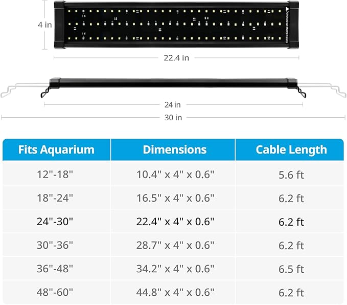 NICREW ClassicLED Plus LED Aquarium Light with Timer, Planted Fish Tank Light 18 Watts for 24-30 Inch, Daylight and Moonlight Cycle