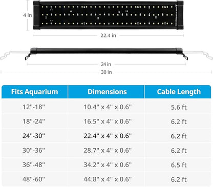 NICREW ClassicLED Plus LED Aquarium Light with Timer, Planted Fish Tank Light 18 Watts for 24-30 Inch, Daylight and Moonlight Cycle