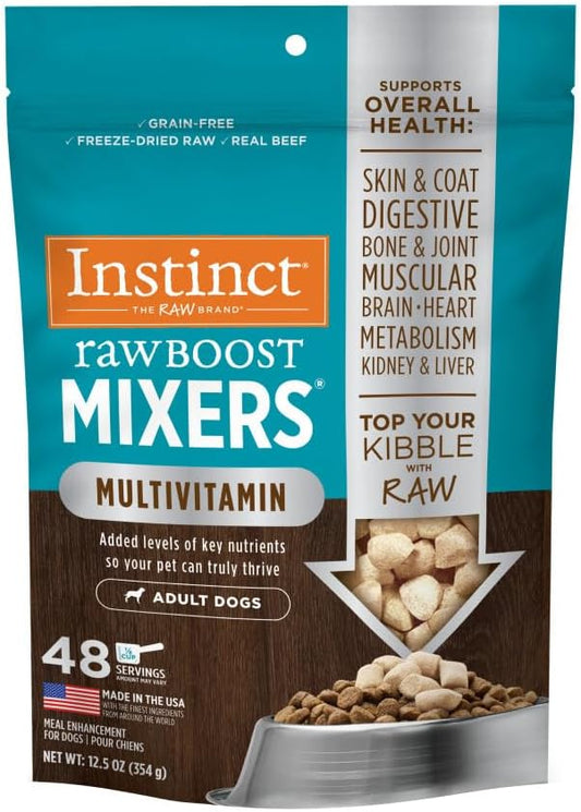 Instinct Raw Boost Mixers Freeze Dried Dog Food Toppers For Dry Food, Grain Free Dog Food Toppers with Beef For Dogs - Multivitamin for Adults, 12.5 oz