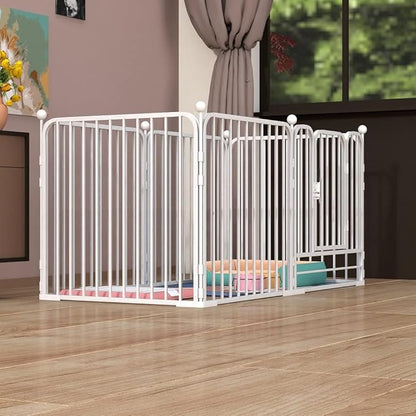 Dog Pen Pet Playpen Panel Pen Bunny Fence Indoor Outdoor Fence Playpen Heavy Duty Exercise Pen Dog Crate Cage Kennel(White)