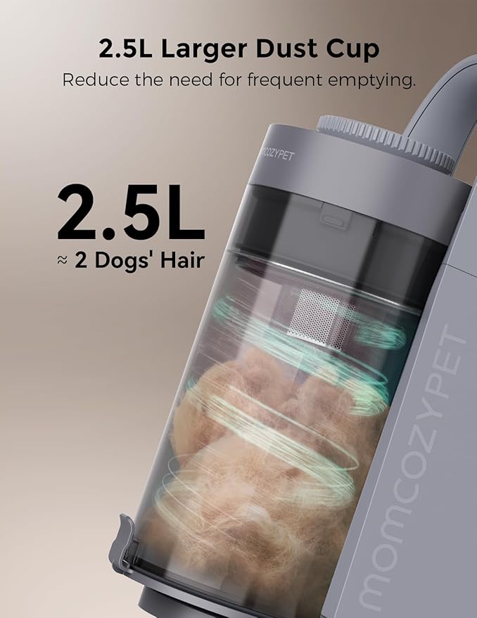 Dog Grooming Kit, FurEase Dog Grooming Vacuum with Dog Clippers for Grooming, 13000Pa Powerful Dog Vacuum for Shedding Grooming with 5 Pet Grooming Tools (Iron Gray, 2.5 Liter Canister)