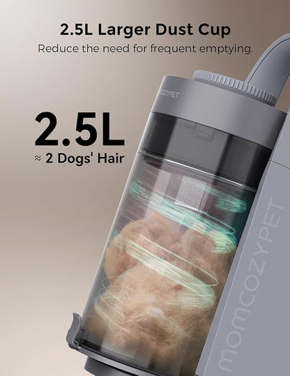 Dog Grooming Kit, FurEase Dog Grooming Vacuum with Dog Clippers for Grooming, 13000Pa Powerful Dog Vacuum for Shedding Grooming with 5 Pet Grooming Tools (Iron Gray, 2.5 Liter Canister)