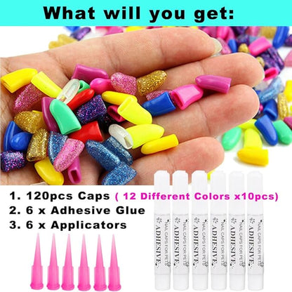 VICTHY 120pcs (12 Colors) Dog Nail Caps | Dog Claw Covers Dog Nail Covers with Adhesives Glue and Applicatorsï¼_ï¼
