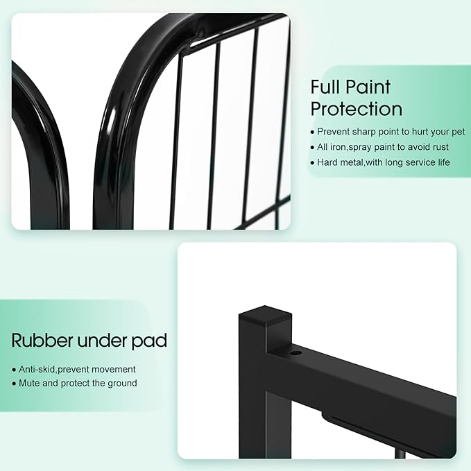 BestPet | Dog Playpen | 40 Inch, 16 Panels | Heavy Duty Metal Pet Exercise Pen | Indoor Outdoor Fence Panels | Rust-Resistant, Removable, Tool-Free Setup | Anti-Skid, Expandable Design