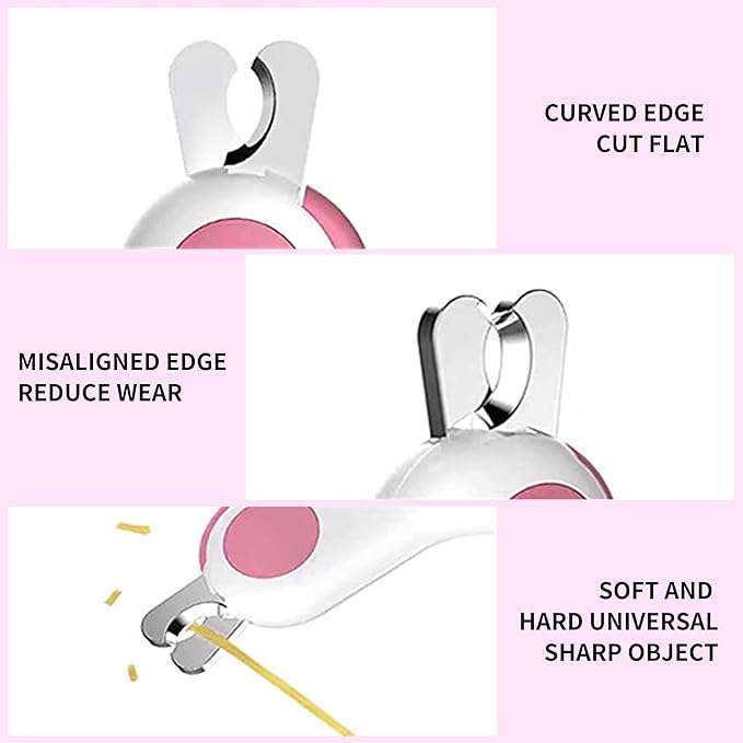Pet Dog Cat Nail Clippers, Dog Nail Trimmers for Small Animals with LED Lights, Professional Beauty Care Tools, Avoid Excessive Cutting, Suitable for Tiny Dog Cat Rabbit Bird Puppy Kitten (Pink)