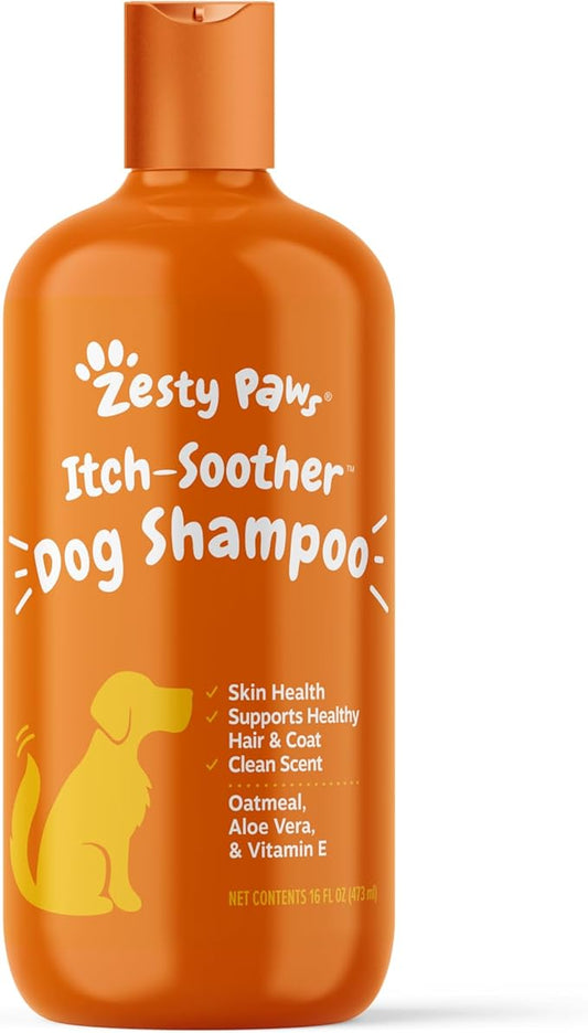 Dog Shampoo with Oatmeal & Aloe Vera - Grooming Pet Wash for Itchy & Sensitive Skin + Dandruff & Coat - Gentle Anti Itch Formula - Vanilla Bean Scent - 16 OZ