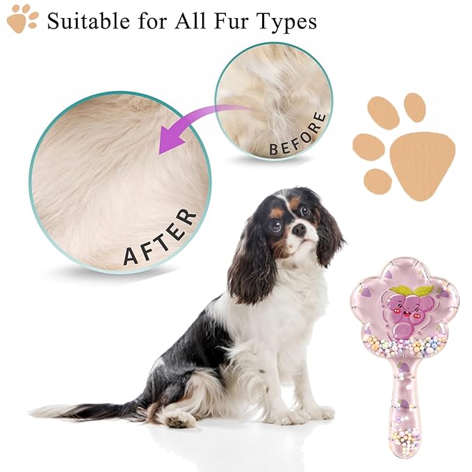 Soft Dog Brush for Small Dogs | Gentle Puppy Brush for Yorkies, Shih Tzus, Maltipoos & Maltese | Pet Hair Removal Brush with Soft Bristles | Dog Brush for Shedding (Purple Grapes)