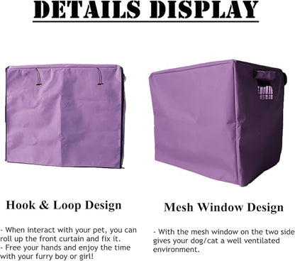 Dog Crate Cover Waterpoof Purple Pet Kennel Covers for Puppy Cat Indoor Outdoor Fit for 1 Door Wire Crate, 43.31x28.74x37.40 Inch