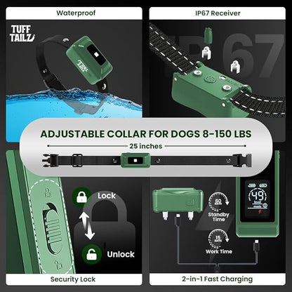 Dog Shock Collar - 4265FT Dog Training Collar with Remote Control Waterproof IP67 Dog Training Collar for Small Medium Large Dogs Rechargeable Electric Dog E Collar Beep Collar (Green)