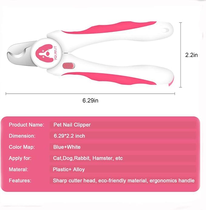 Dog Nail Clippers and Trimmers,Professional Grooming Tool with Safety Guard to Avoid Over Cutting,Free Nail File,Razor Sharp Blade,Sturdy Non Slip Handles for Large and Small Animals (Pink)