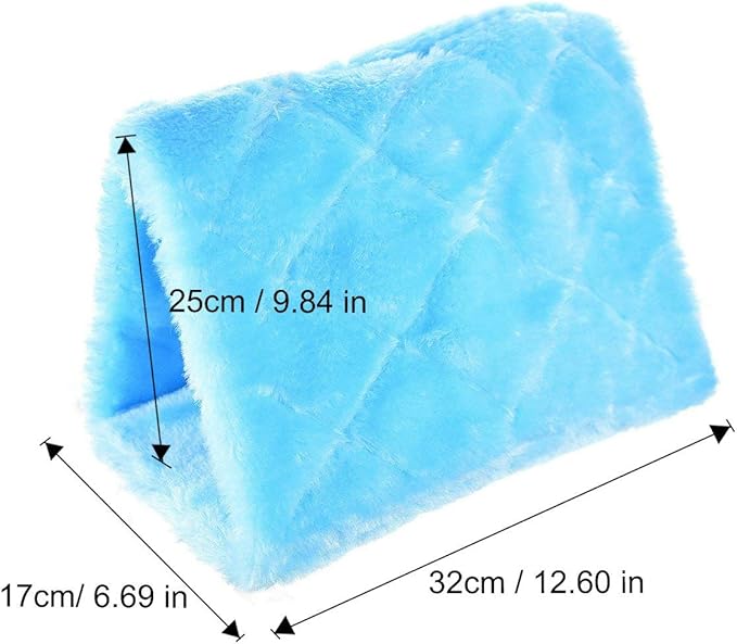 Winter Warm Bird Nest House Shed Hut Hanging Hammock Finch Cage Plush Fluffy Birds Hut Hideaway for Hamster Parrot Macaw Budgies Eclectus Parakeet Cockatiels Cockatoo Lovebird (M, Blue)