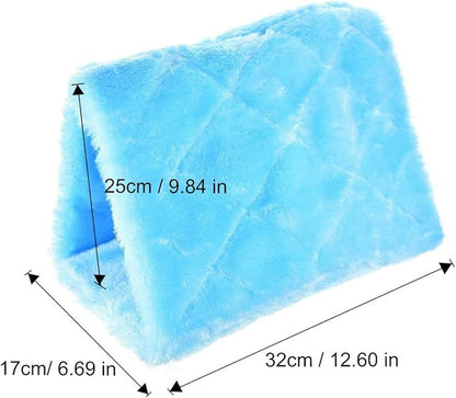 Winter Warm Bird Nest House Shed Hut Hanging Hammock Finch Cage Plush Fluffy Birds Hut Hideaway for Hamster Parrot Macaw Budgies Eclectus Parakeet Cockatiels Cockatoo Lovebird (M, Blue)